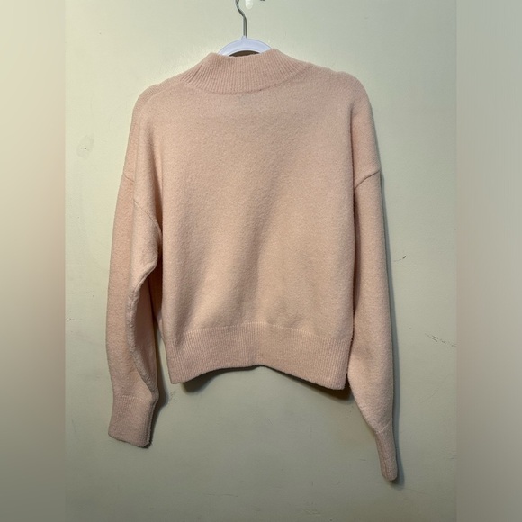 & Other Stories Light Pink Mock Neck Cropped Sweater Size Medium Wool Blend - Picture 5 of 5
